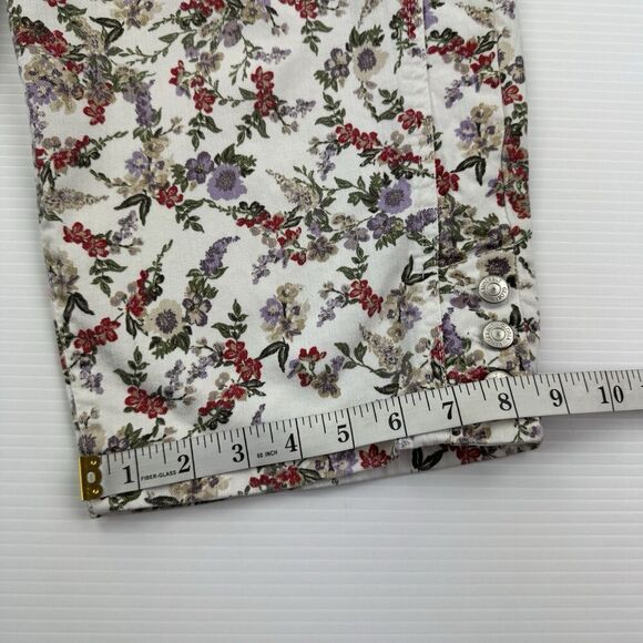 Gloria Vanderbilt Skimmer Pants 14 Floral Stretch Capris Button Hem Cotton - Picture 9 of 11